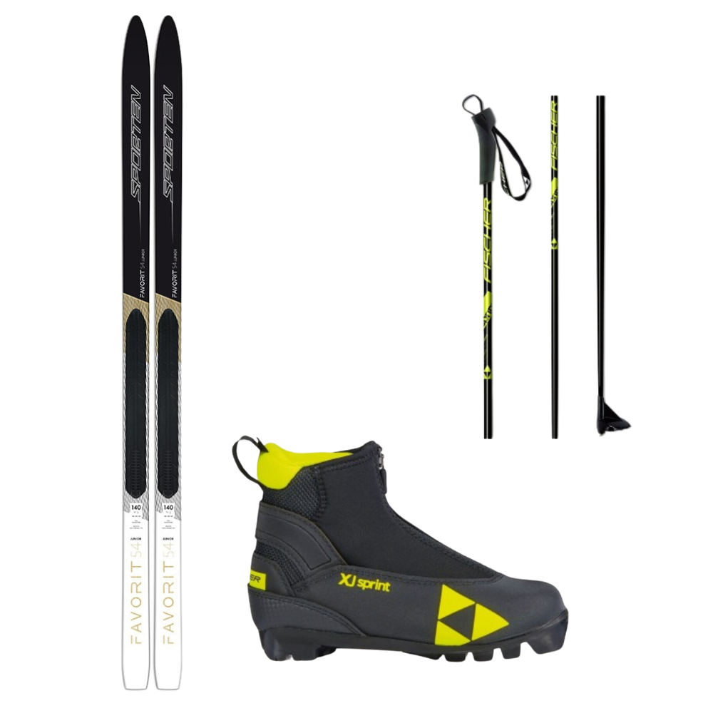 Skis de fond Sporten FAVORIT Jr MG + fixations NNN Rottefella Start + chaussures Fischer + bâtons 